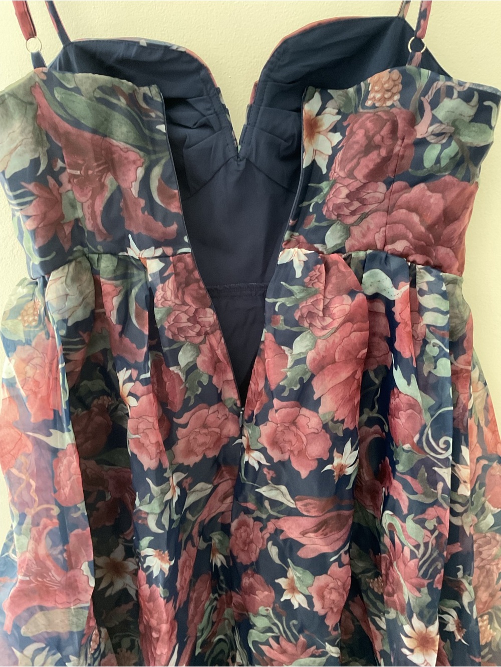 Lulu's NWT Navy Floral Midi Dress-large - Picture 9 of 14